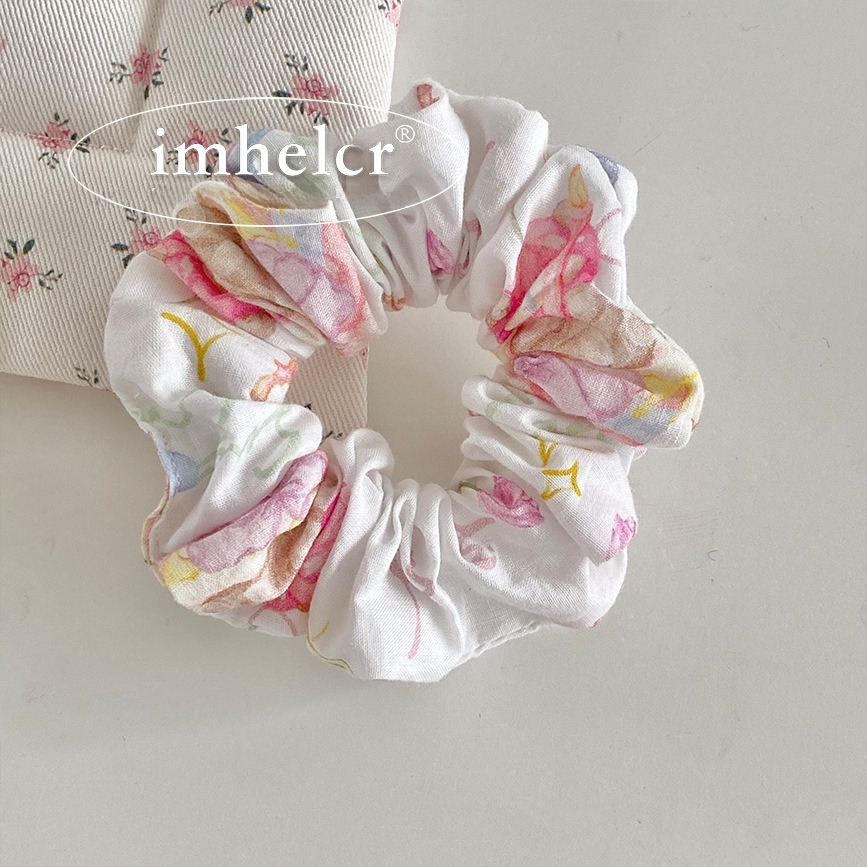 Women's Soft Cloth Lace Hair Tie with Sweet Strawberry Floral Pattern