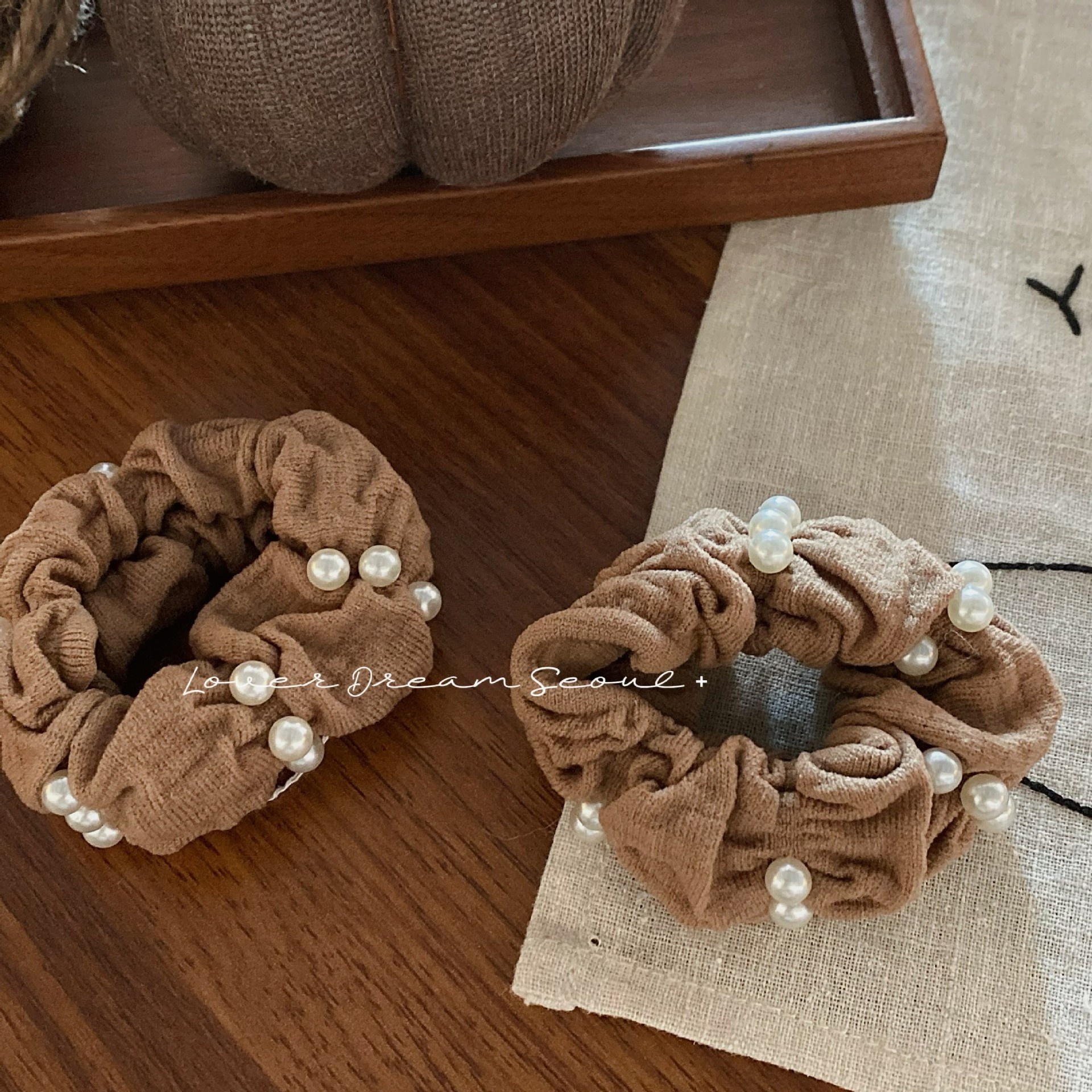 Girls Synthetic Telephone Cord Hair Ties Daily Wear Pearl Neutral Colors