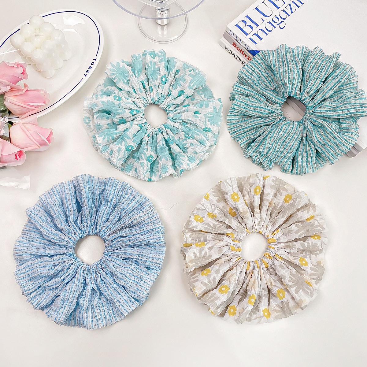 Women's Simple Daily Street Cloth Hair Tie Stripe Flower Pattern