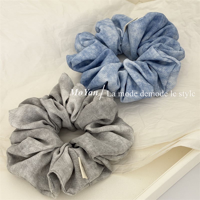Women's Daily Wear Soft Cloth Retro Hair Tie Blue Grey Tie Dye