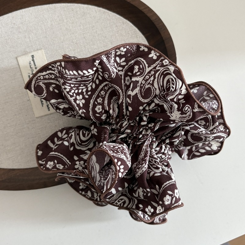 Women's Vintage Large Flower Hairband Cashew Nut Pattern Elastic Hair Tie