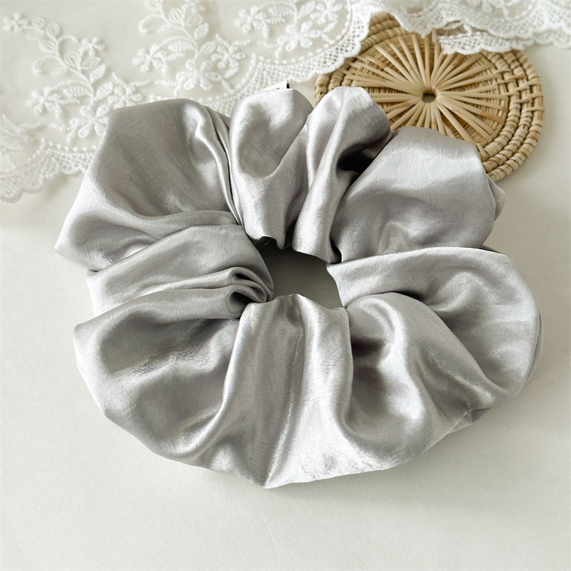 Women's Large Satin Elastic French Hair Tie Simple Solid Colors