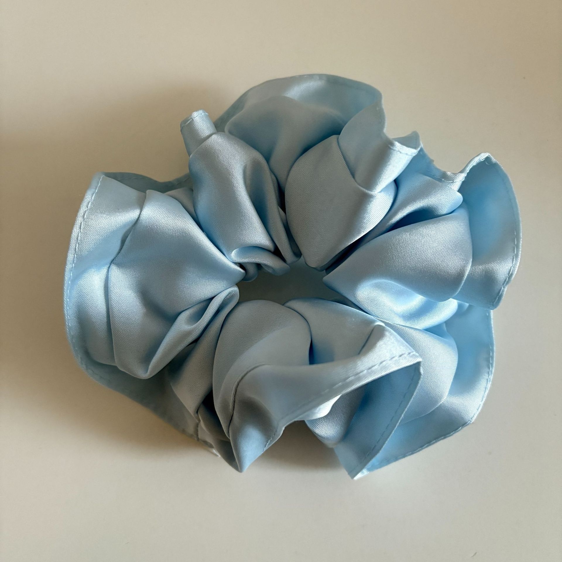 Women's Elegant Satin Scrunchie Hair Tie Solid Champagne Color