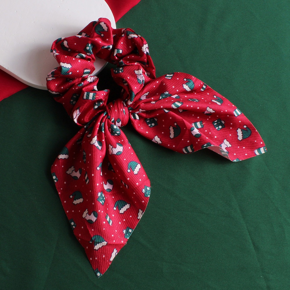 Women's Festive Plaid Scrunchies Cute Christmas Cloth Hair Ties