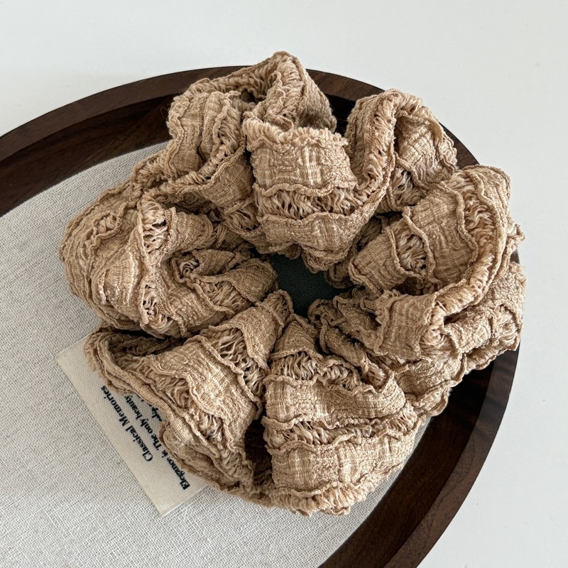 Women's French Soft Lace Bubble Cloud Hair Ties Elegant Solid Color Scrunchies