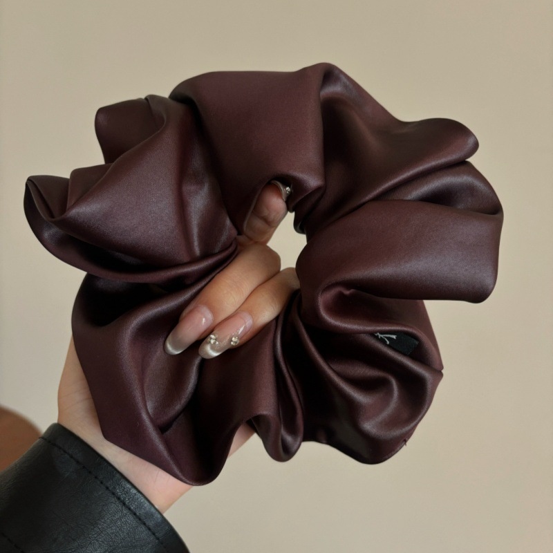 Women's Elegant Satin Scrunchie Hair Tie For Autumn Solid Royal Blue