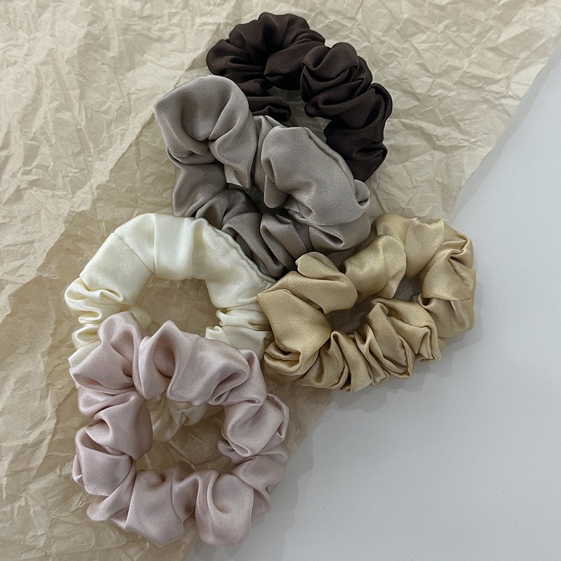 Women's 100% Silk Satin Scrunchie Soft Versatile Hair Tie Solid Color