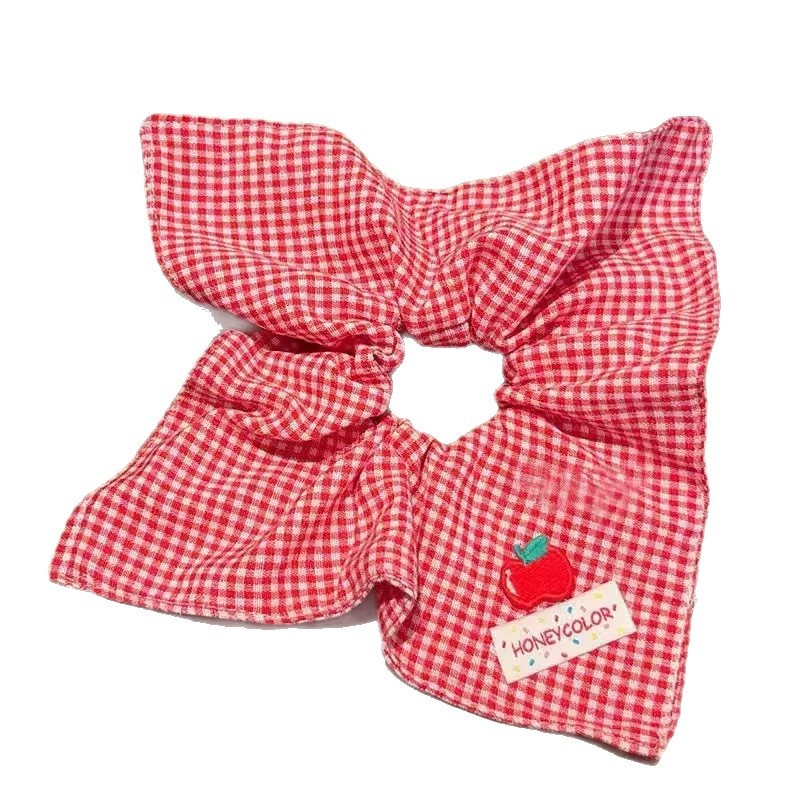 Women's Elegant Cloth Hair Tie for Weekend Banquets Chic Plaid