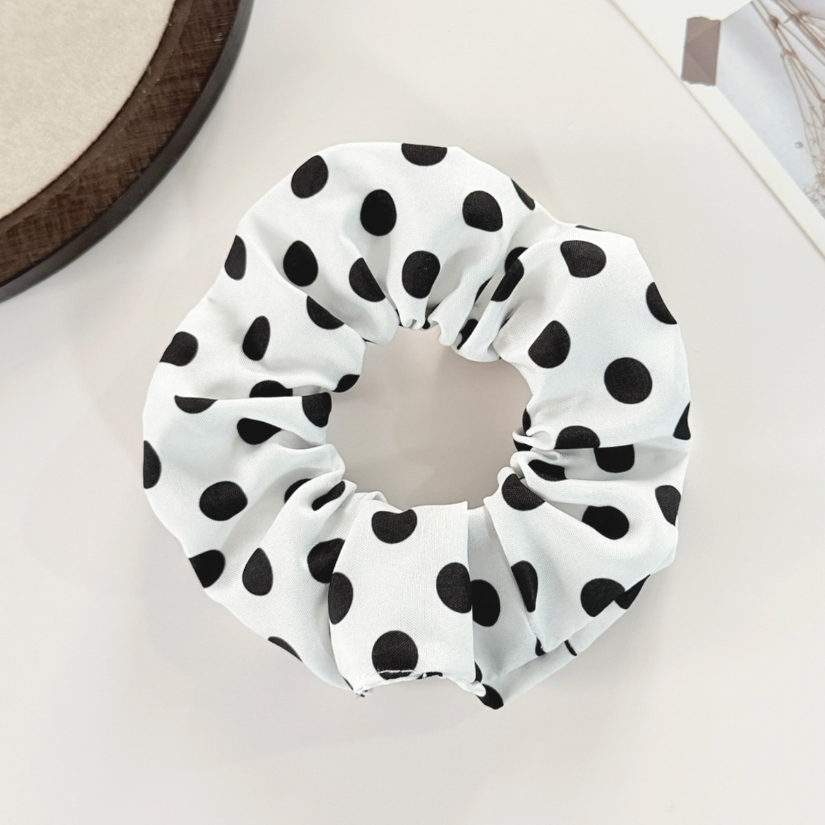 Women's All-Season High Elastic Fabric Hair Tie Minimalist Polka Dots