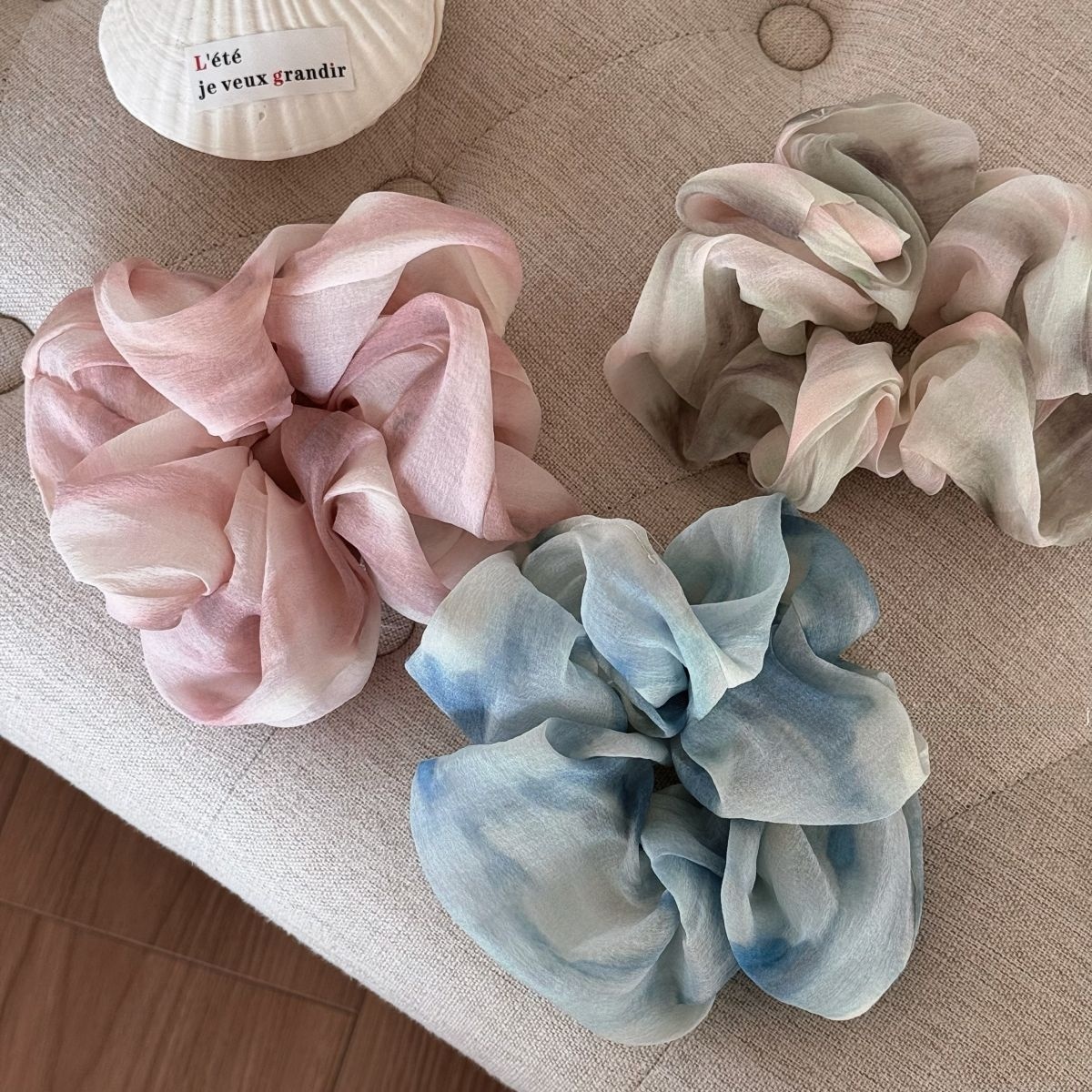 Women's Sweet Summer Soft Cloth Hair Scrunchie Blue Multicolor Tie Dye