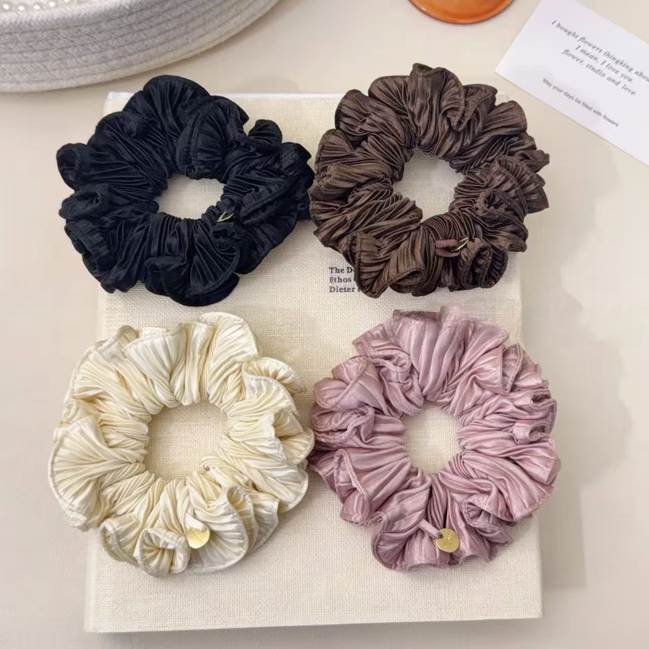 Women's Soft Cloth Hair Tie For Comfortable Daily Styling Solid Pink