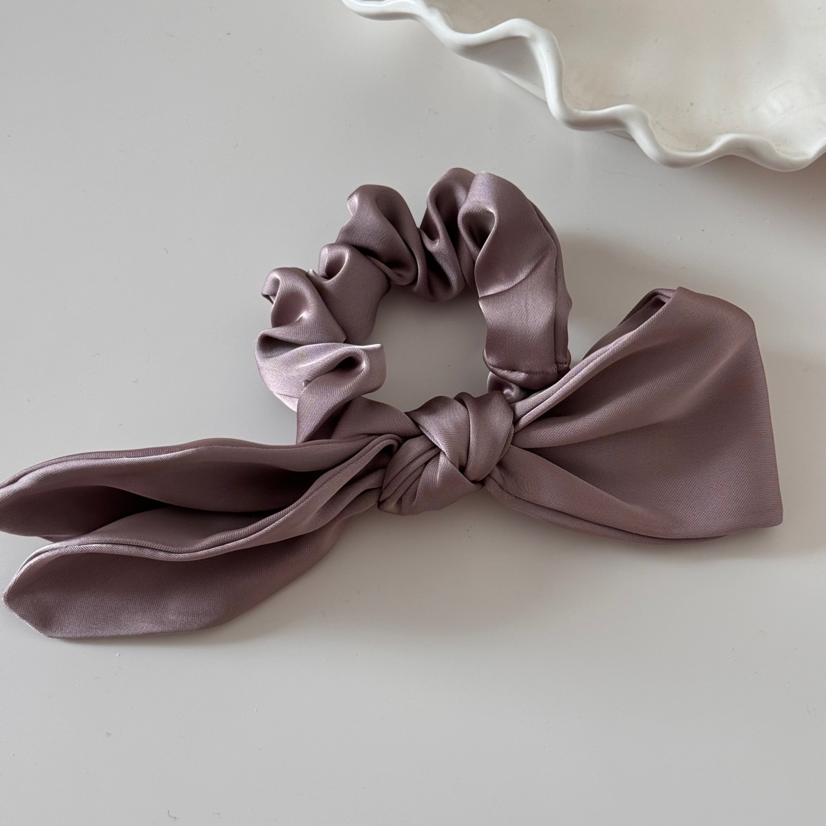 Women's French Satin Butterfly Knot Hair Ties Daily Wear Solid Color