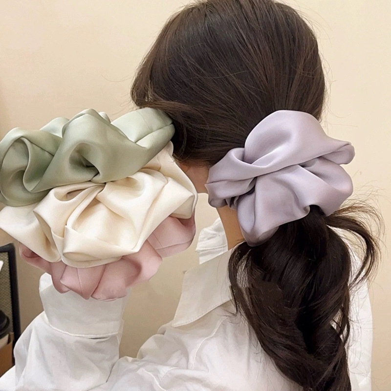 Women's Elegant Satin Banquet Hair Tie Scrunchie Solid Color