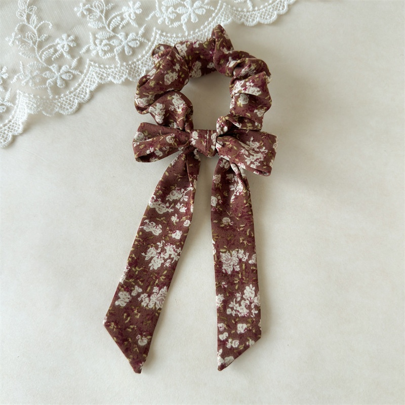 Women's Spring Elastic Polyester Bow Hair Tie Scrunchie Ditsy Floral