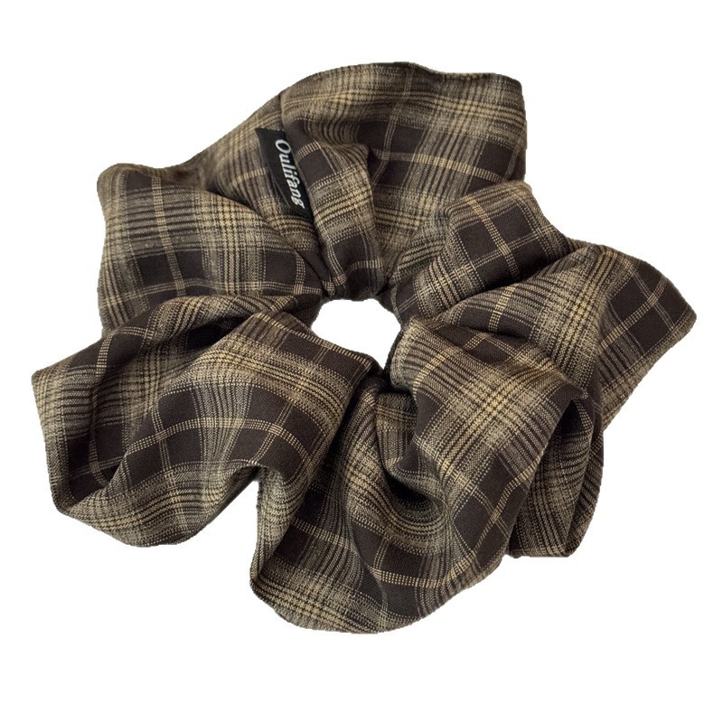 Women's Daily Cloth Scrunchies Retro Hair Ties Checkered Plaid