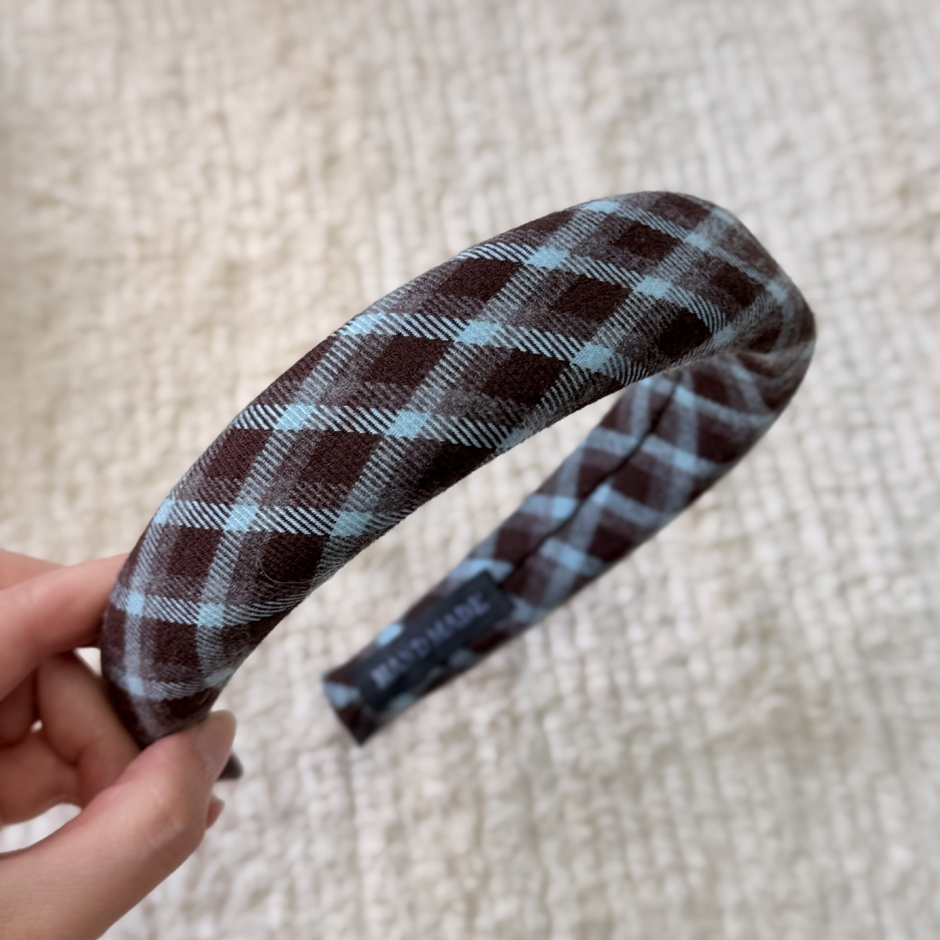 Women's Vintage Blue Plaid Hair Bands High Elasticity Fairy Style Cloth Ties