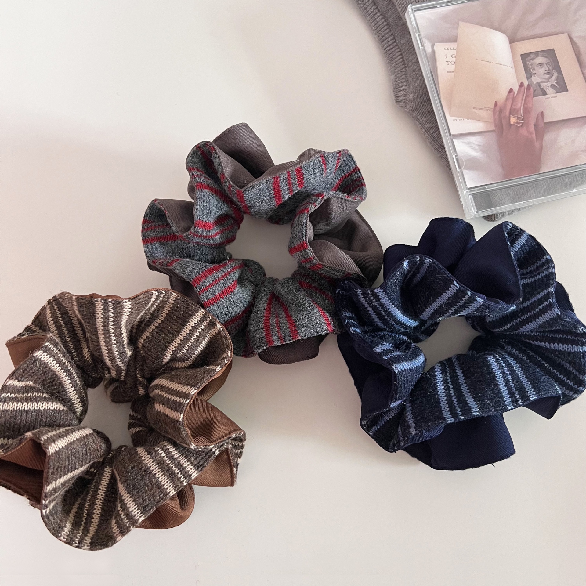 Women's Winter Warm Knitted Headband Hair Accessories Striped Patchwork