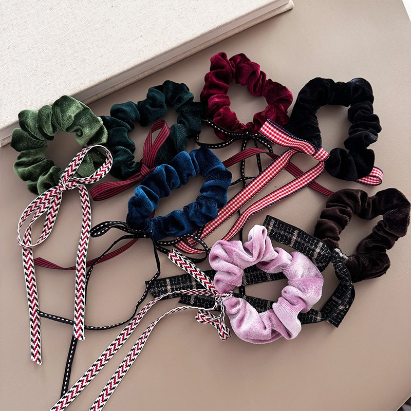 Women's New Year Christmas Bowknot Hair Ties High Elasticity Cloth Bands
