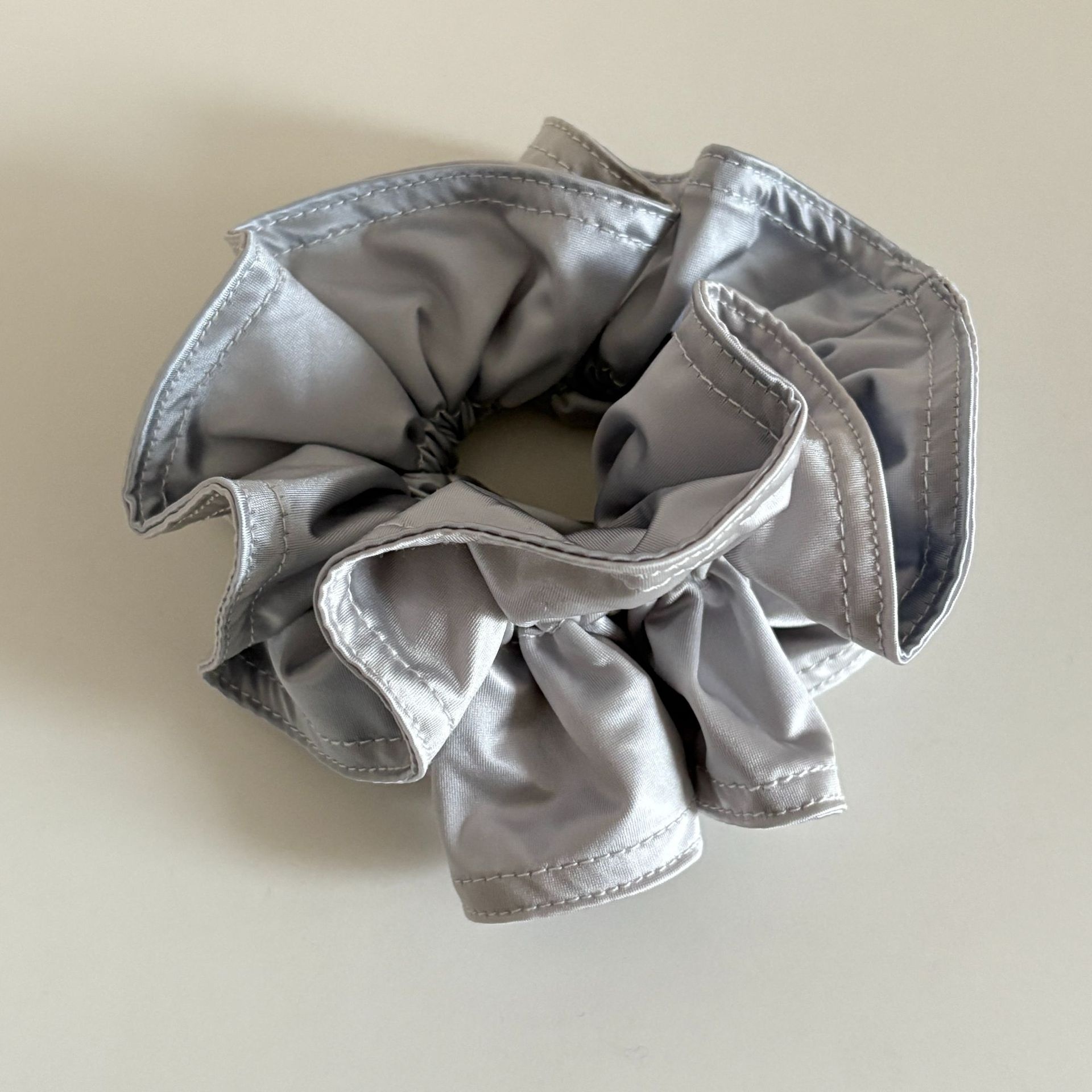 Women's Satin Flower Hair Tie For Spring Summer Beige Color Block