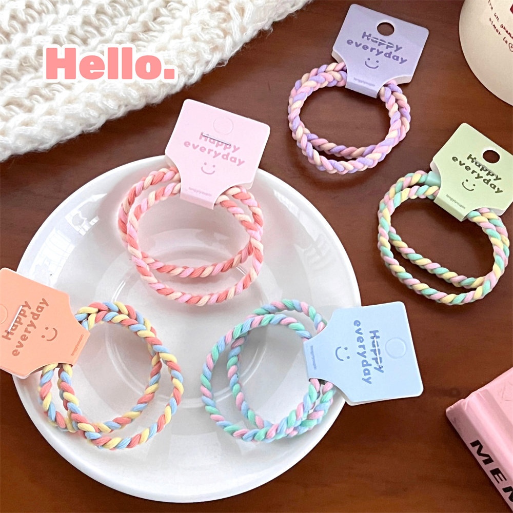 Girls High Elastic Rubber Ponytail Holder Hair Tie Colorful Fresh