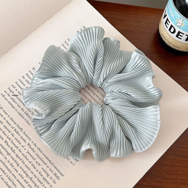 Women's Spring Everyday Cloth Hair Tie Scrunchie Grey Striped