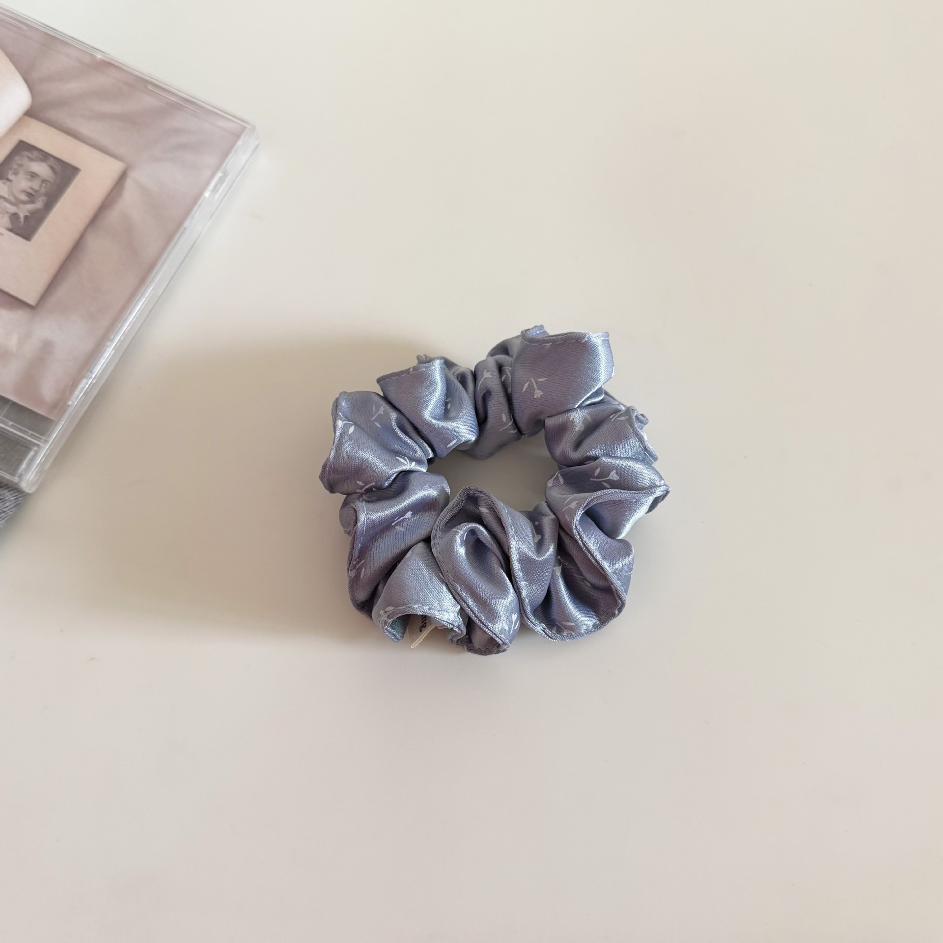 Women's Spring Satin Scrunchie Hair Accessory Black Ditsy Floral