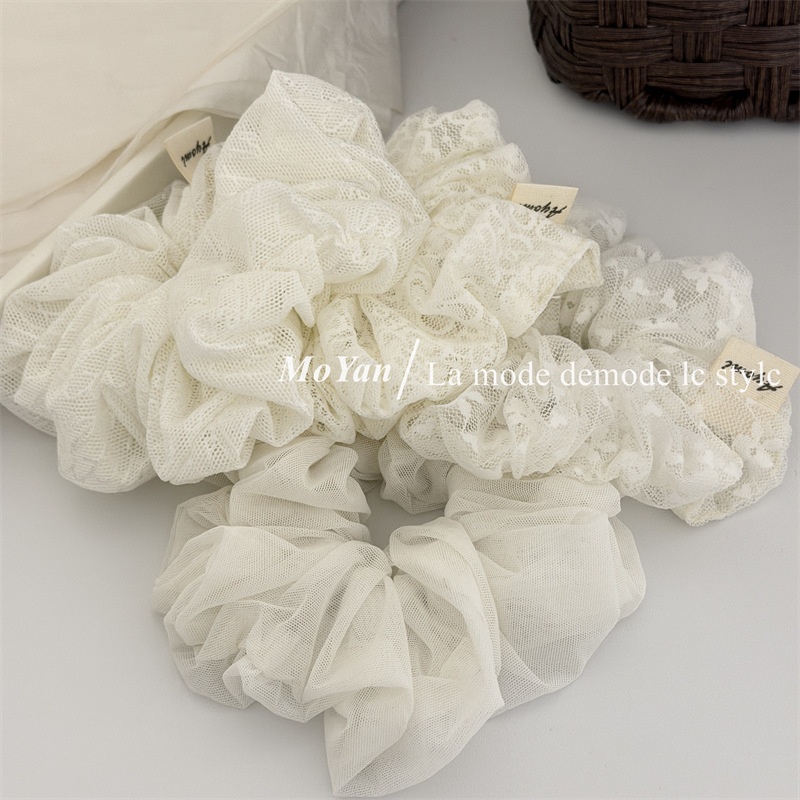 Women's Delicate Lace Floral Hair Tie For Elegant Styling White