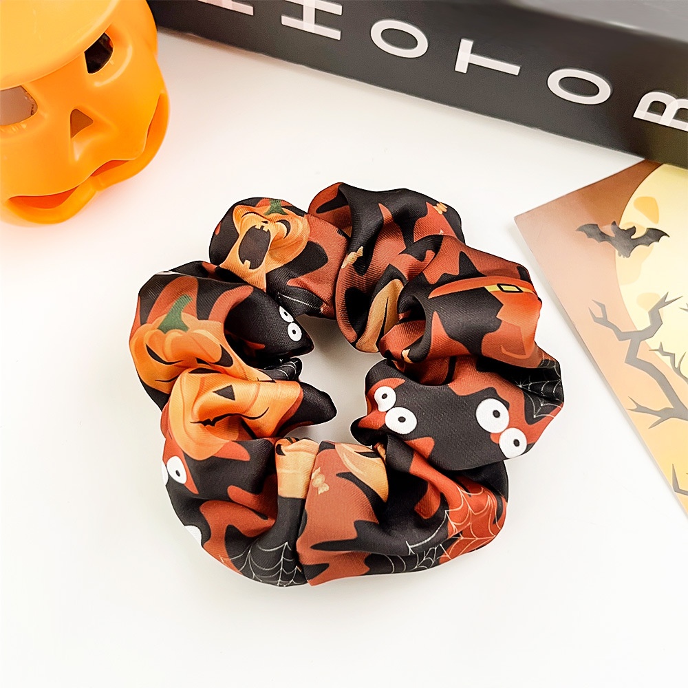 Women's Halloween Cloth Elastic Scrunchies Retro Pumpkin Skull