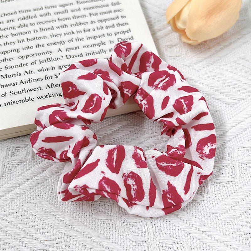 Women's Trendy High Elastic Polyester Hair Scrunchie Lip Print