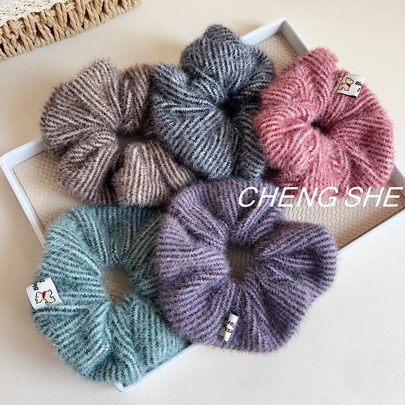 Women's Soft Knitted Yarn Hair Ties Cozy Winter Gentle Big Bow Hair Bands