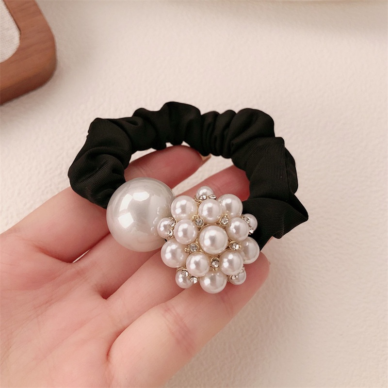 Women's High Elasticity Pearl Hair Tie Durable Cloth Band All Seasons