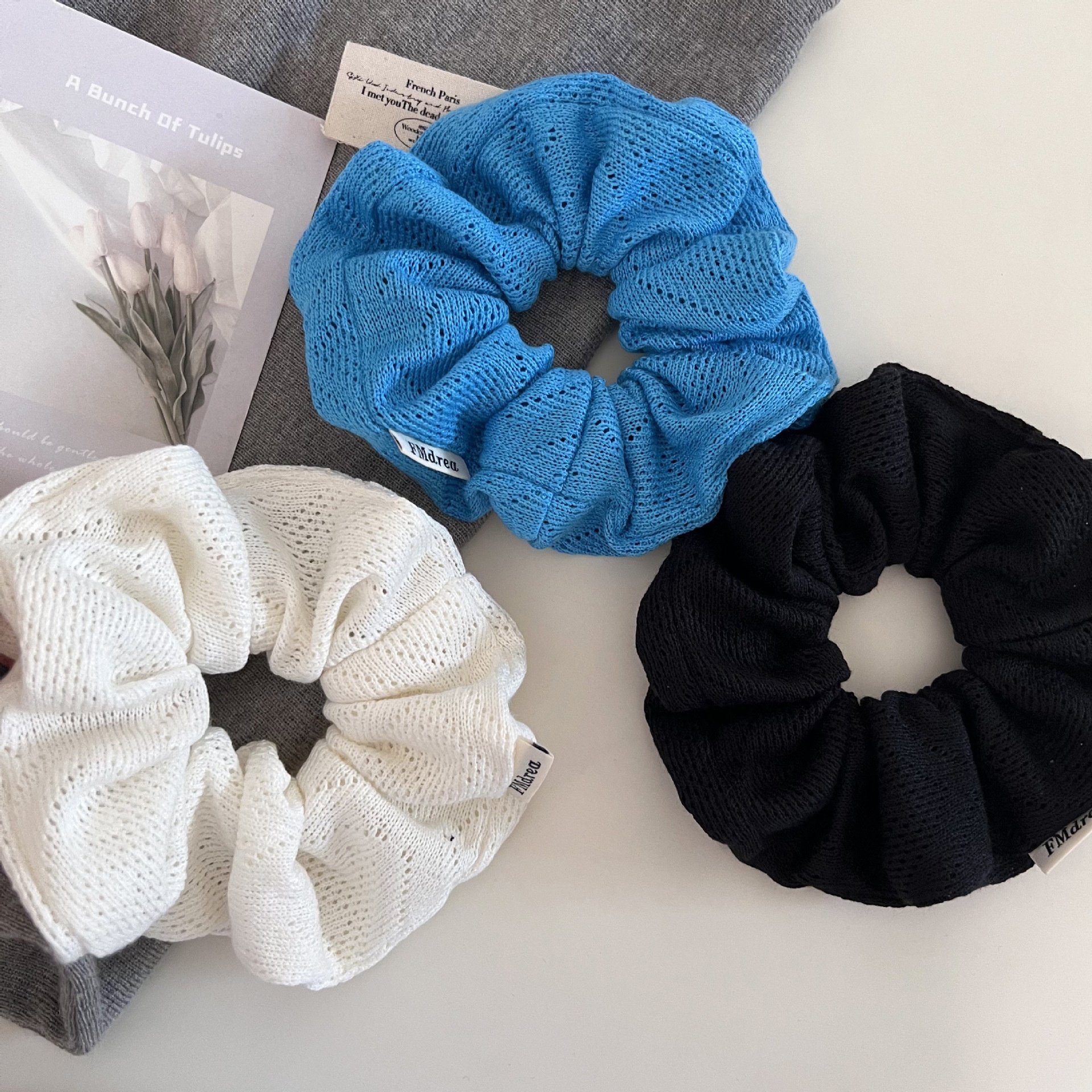 Women's Autumn Knitted Low Bun Hair Bands Daily Puffy Hair Ties Solid Color