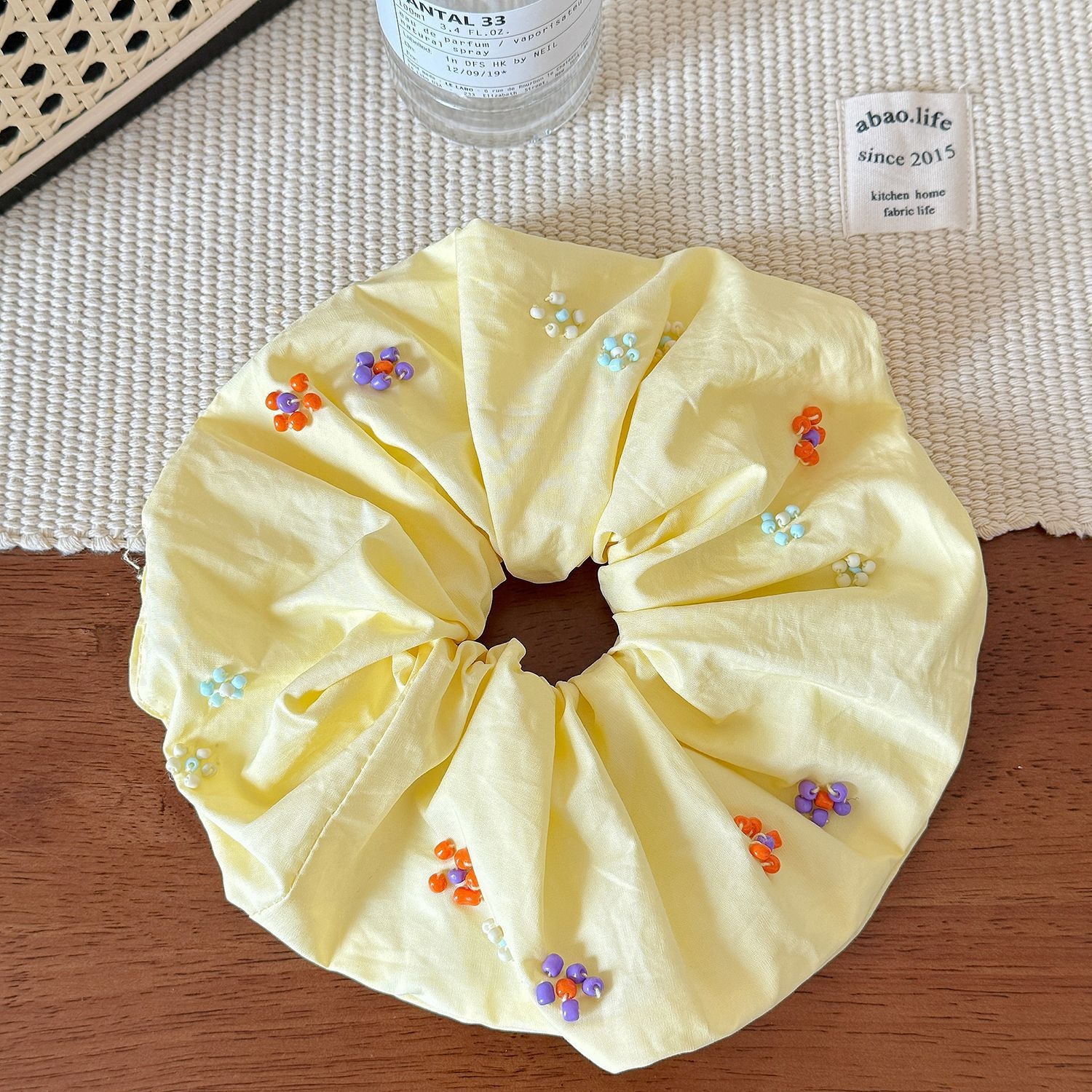 Women's Elastic Hair Tie Colorful Bean Beads Soft Forest Style Cloth Band