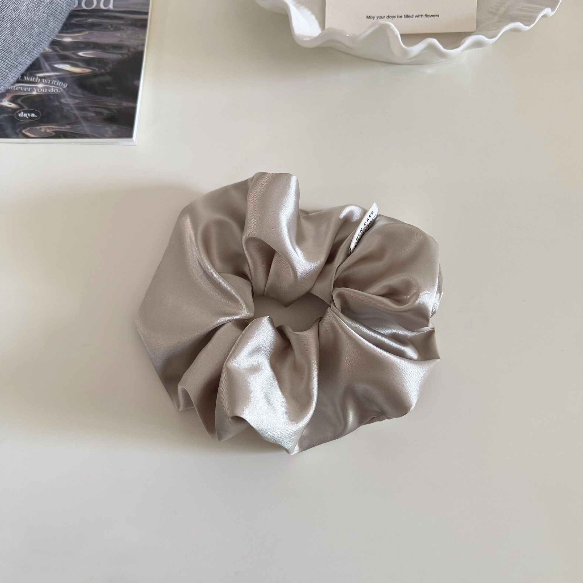 Women's Simple Style Spring Satin Hair Tie Accessories Solid Grey