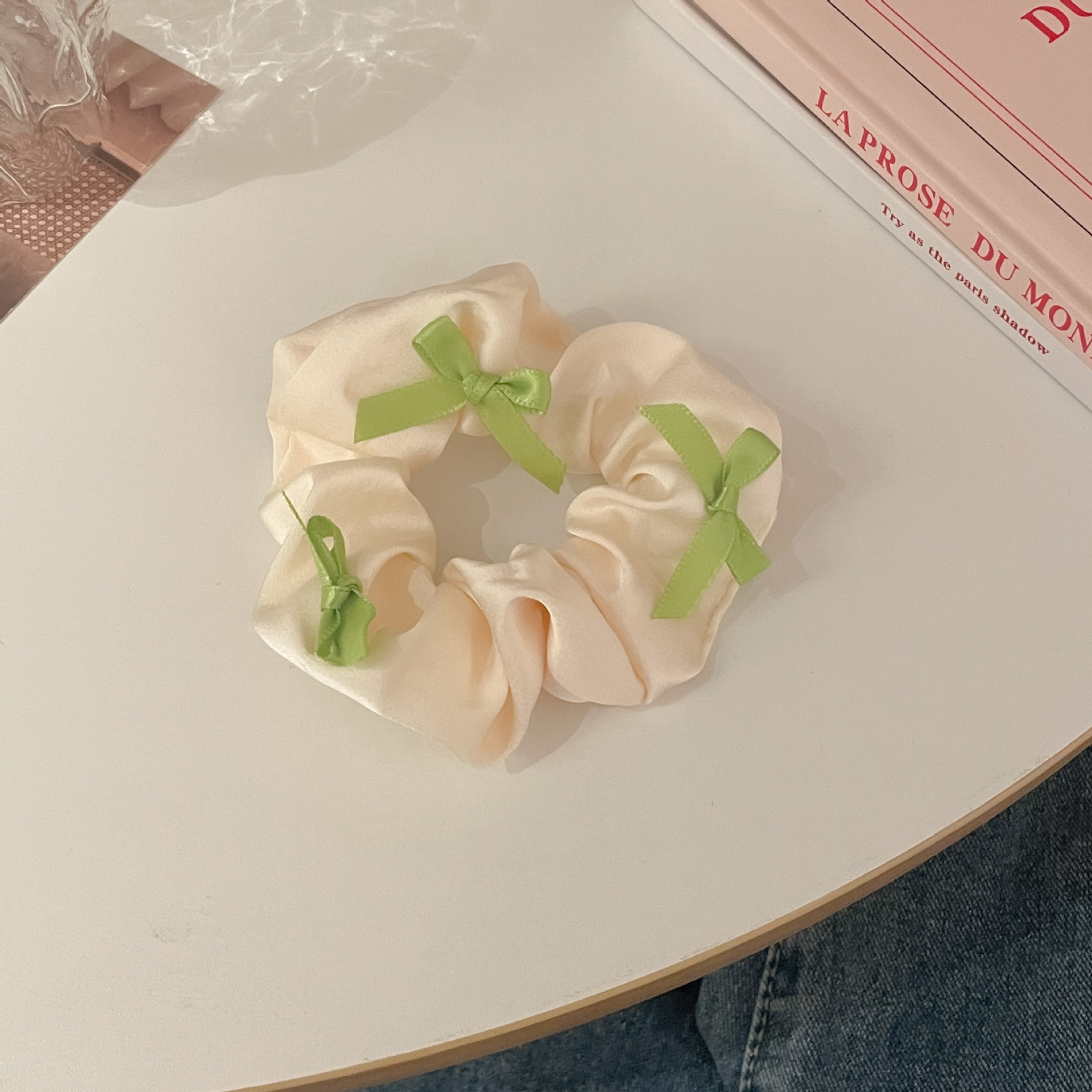 Women's Elegant Daily Cloth Hair Tie Black & White Butterfly Bow