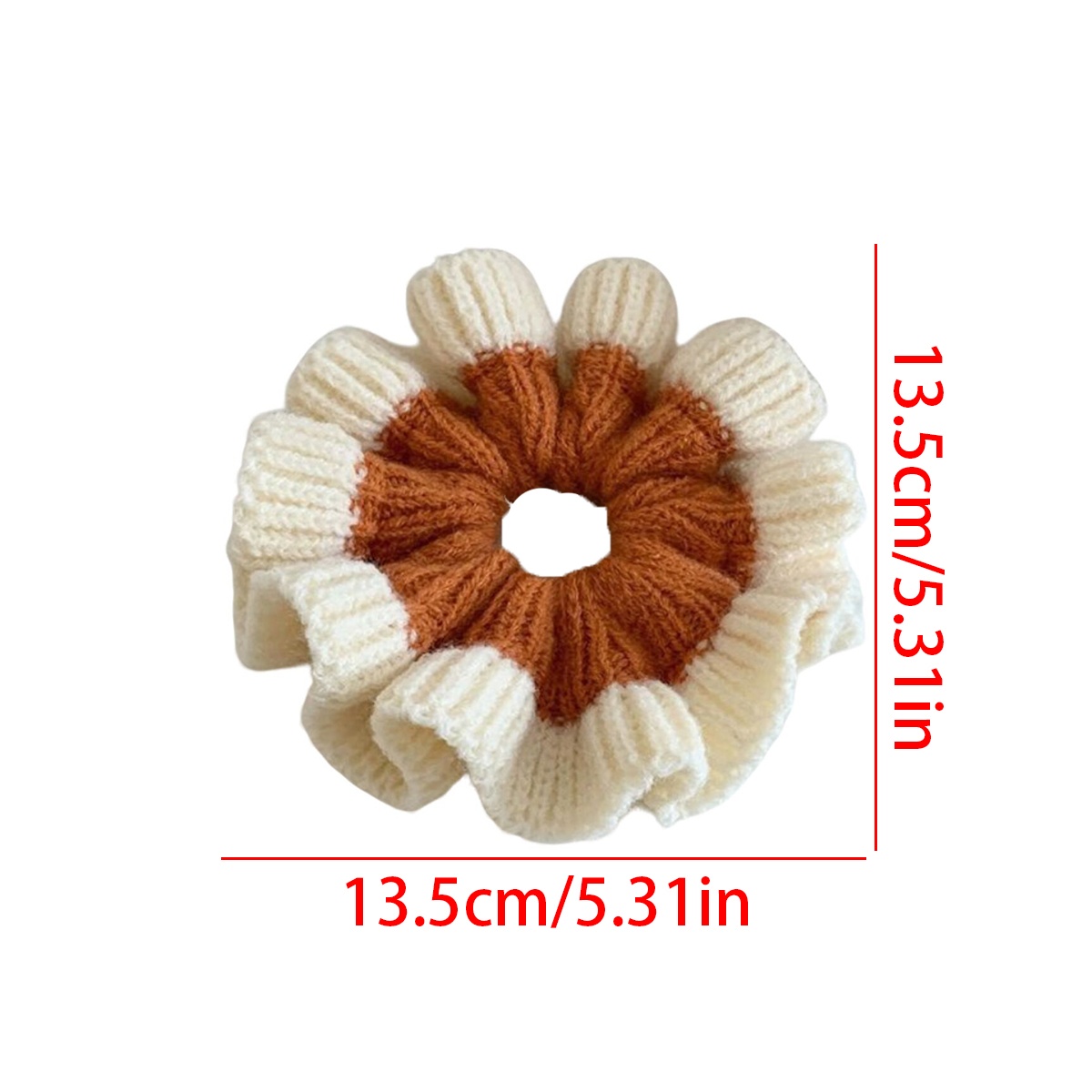 Women's Winter Knitted Lazy Bun Hair Scrunchie Color Block Pattern