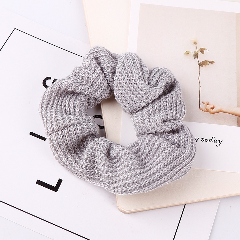 Women's Winter Thick Knitted Braided Hair Scrunchies Solid Color