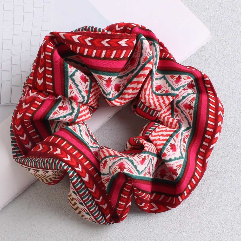 Women's Retro Cloth Hair Tie Winter Accessory Red Color Block