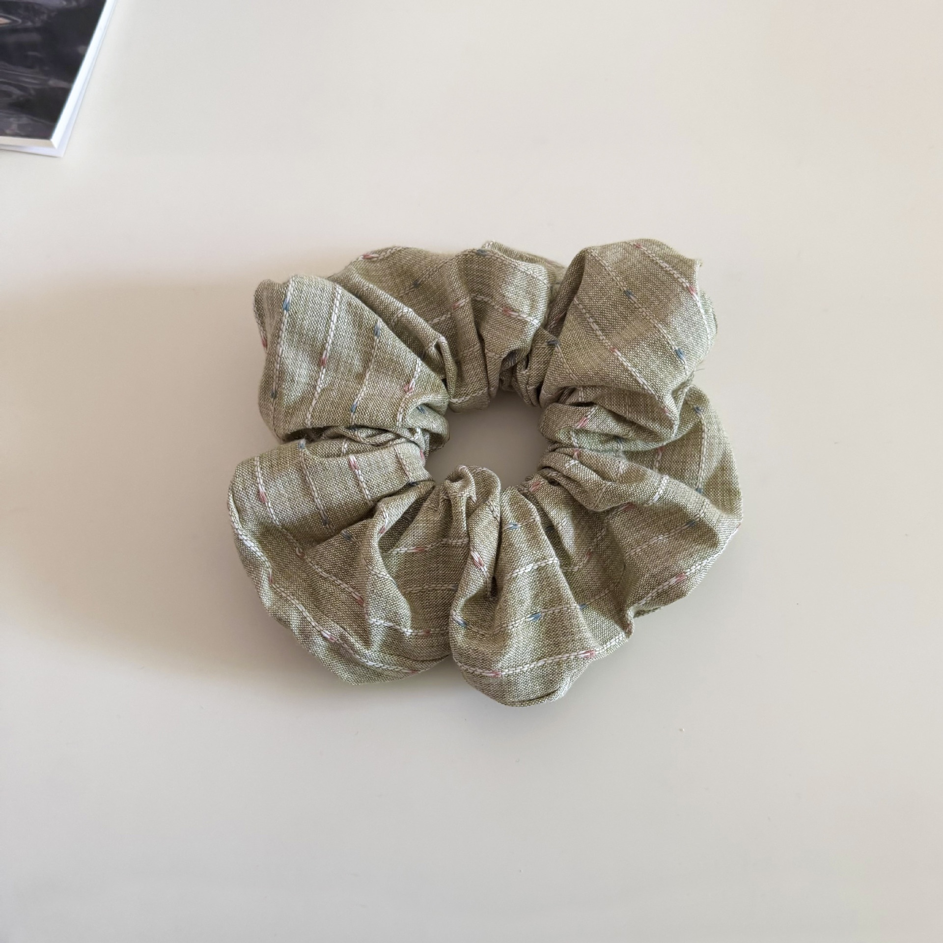 Women's Soft Cloth Spring Hair Tie Accessory Simple Green Plaid