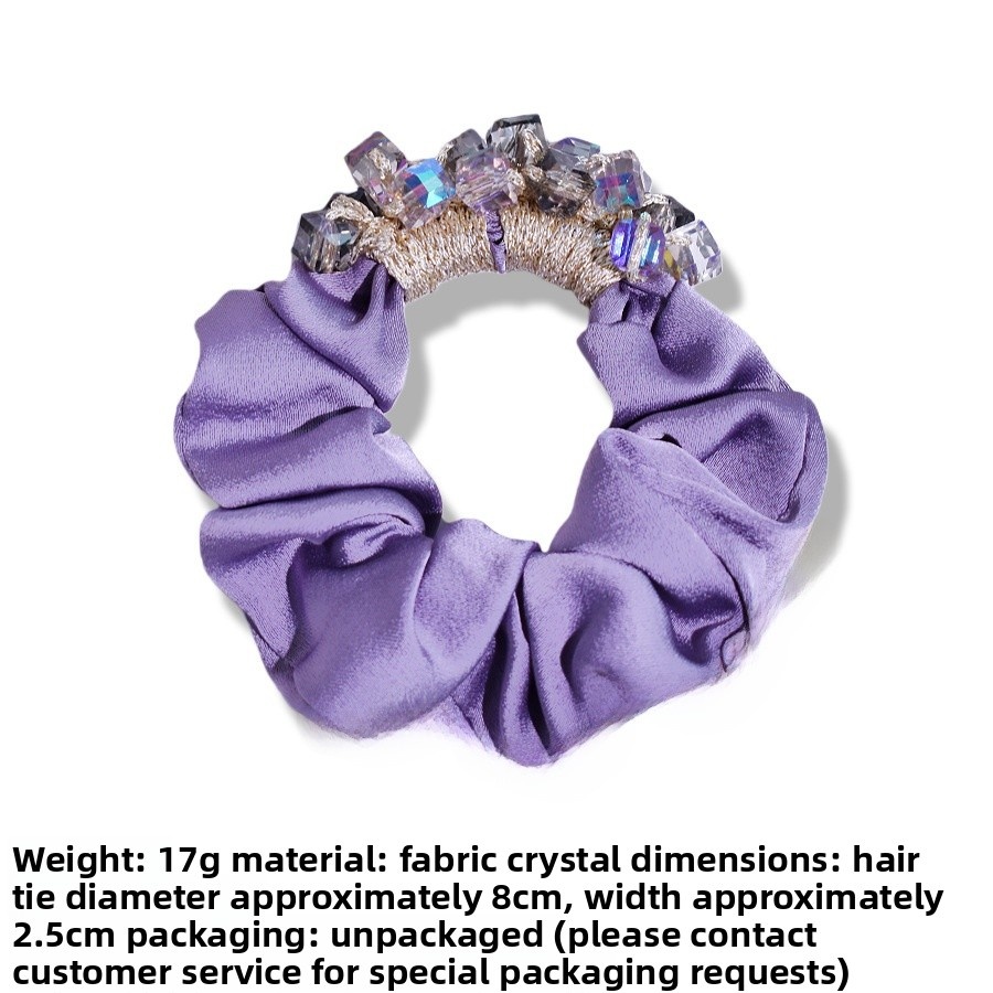 Women's Handmade Crystal Satin Hair Tie High Elasticity Glam Hair Accessory