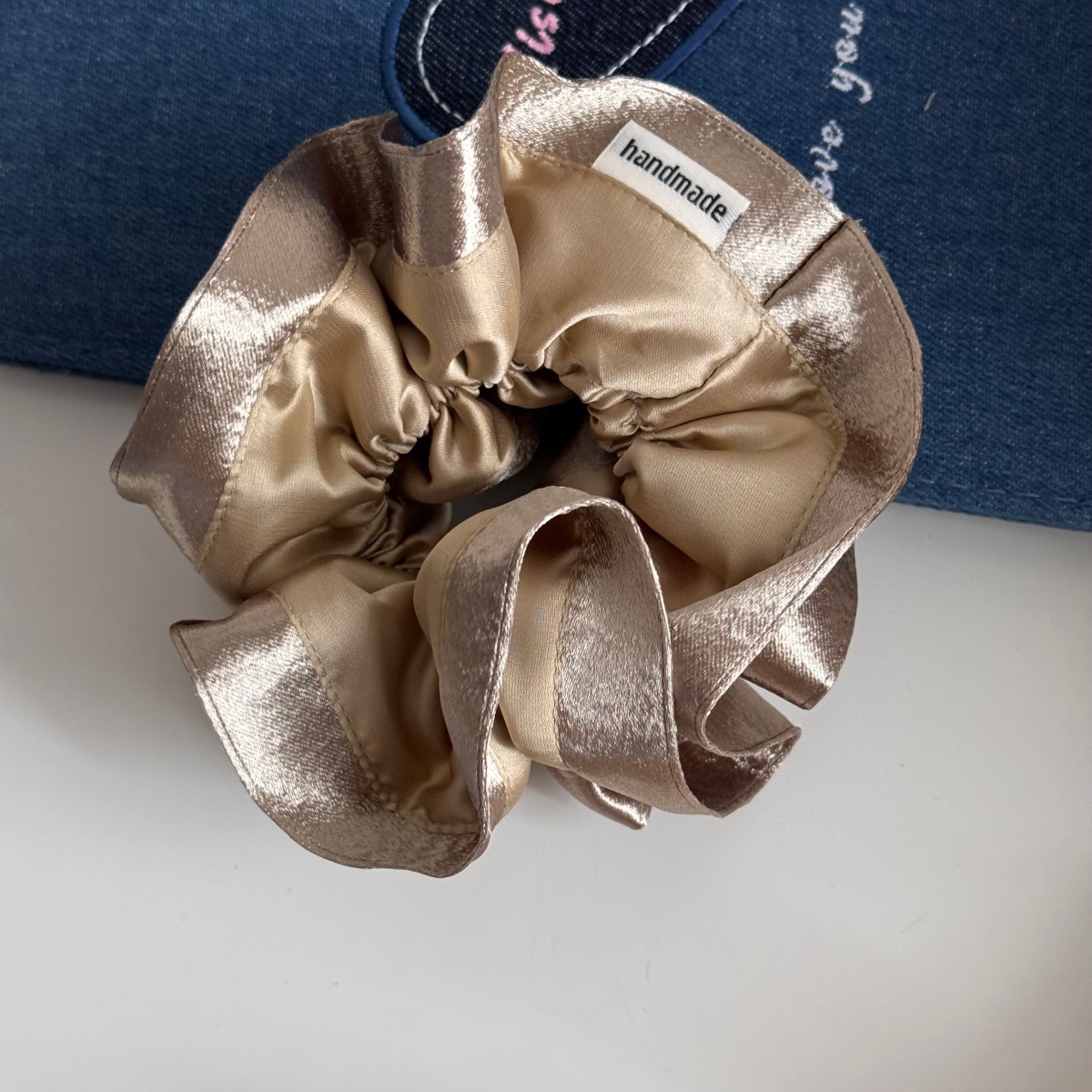 Women Soft Satin Hair Tie Elastic Cloth Spring Style Solid White