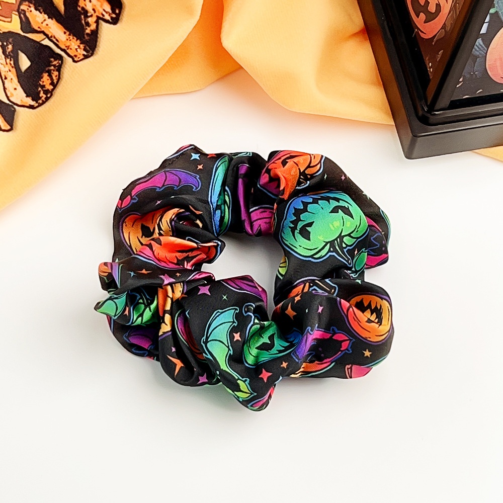 Women's Halloween Cloth Elastic Scrunchies Retro Pumpkin Skull