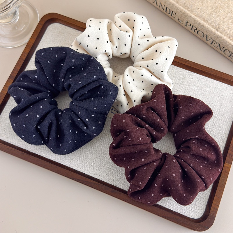 Women's Soft Fabric Scrunchie Casual Romantic Bun Hair Tie Polka Dot