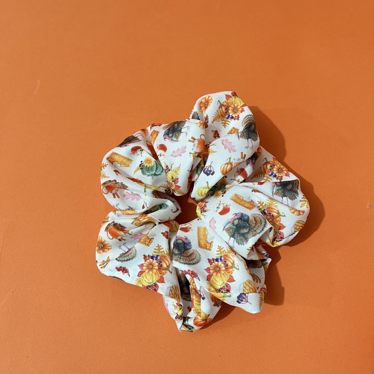 Women Versatile Fabric Hair Ties Assorted Turkey Pumpkin Patterns