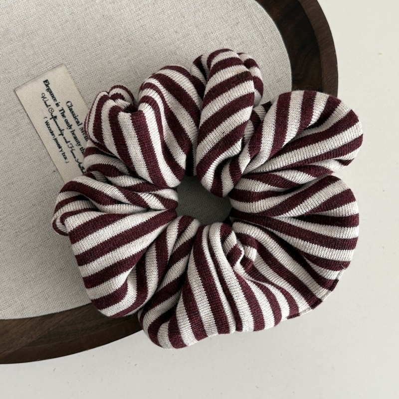 Women's Soft Knitted Winter Hair Elastic Band Striped Color Matching