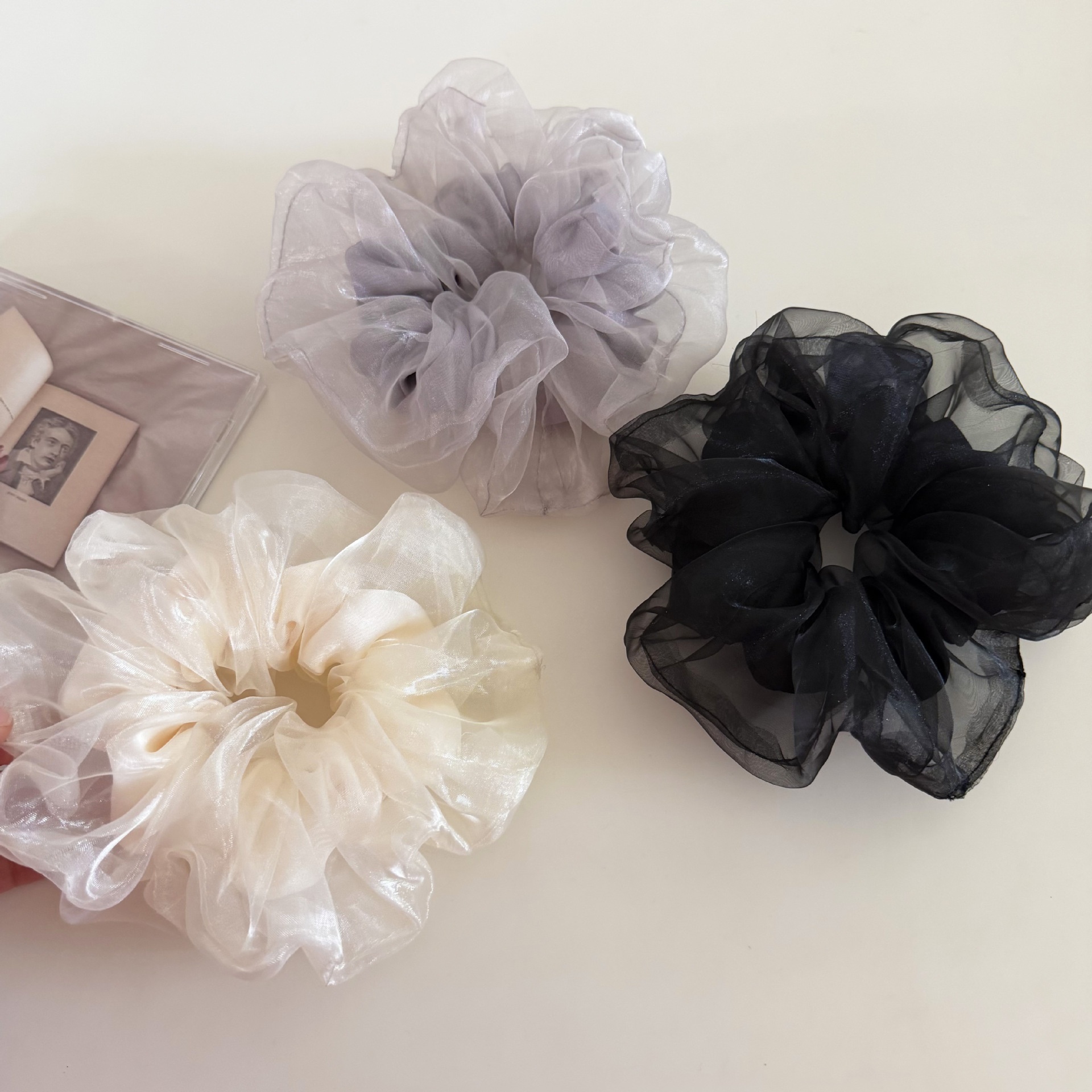 Women's Elegant Fairy Style Gauze Hair Tie Comfortable Solid Color Scrunchie