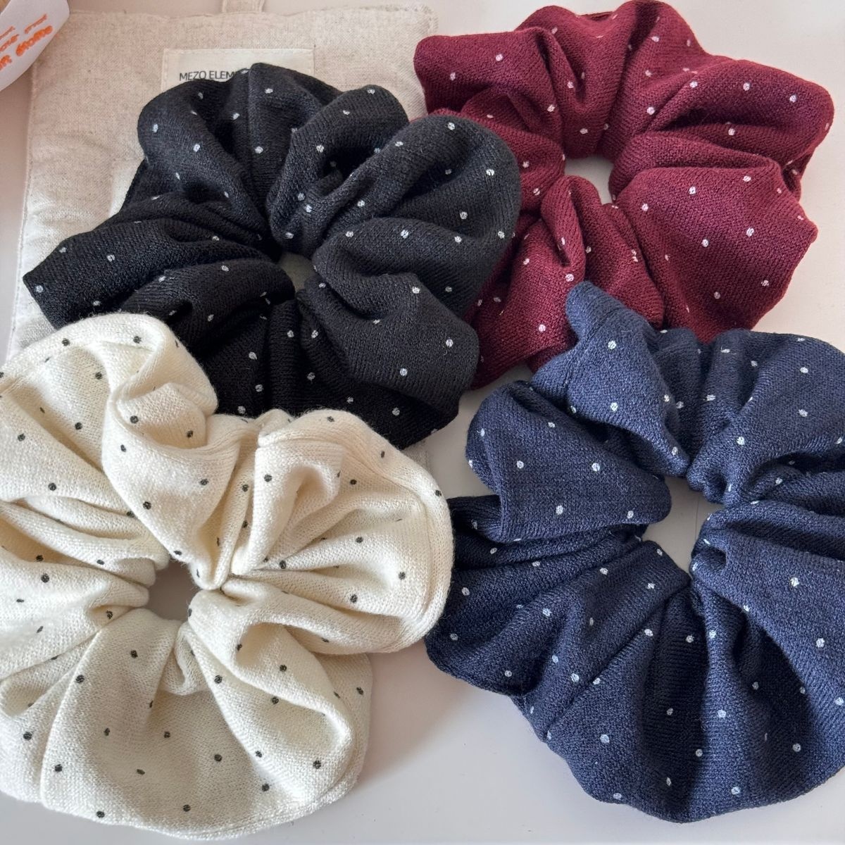 Girls Large High Elasticity Cloth Hair Ties Aesthetic Polka Dot Styling Bands