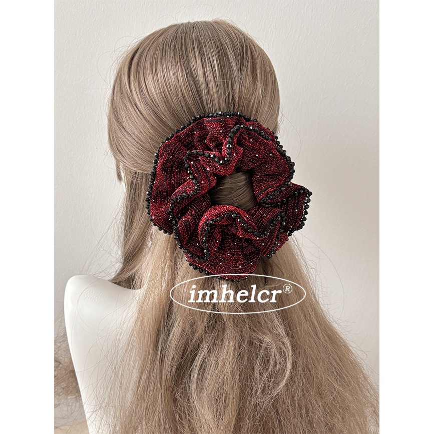 Women's Sparkling Rhinestone Ponytail Hairband Burgundy Black Crystal