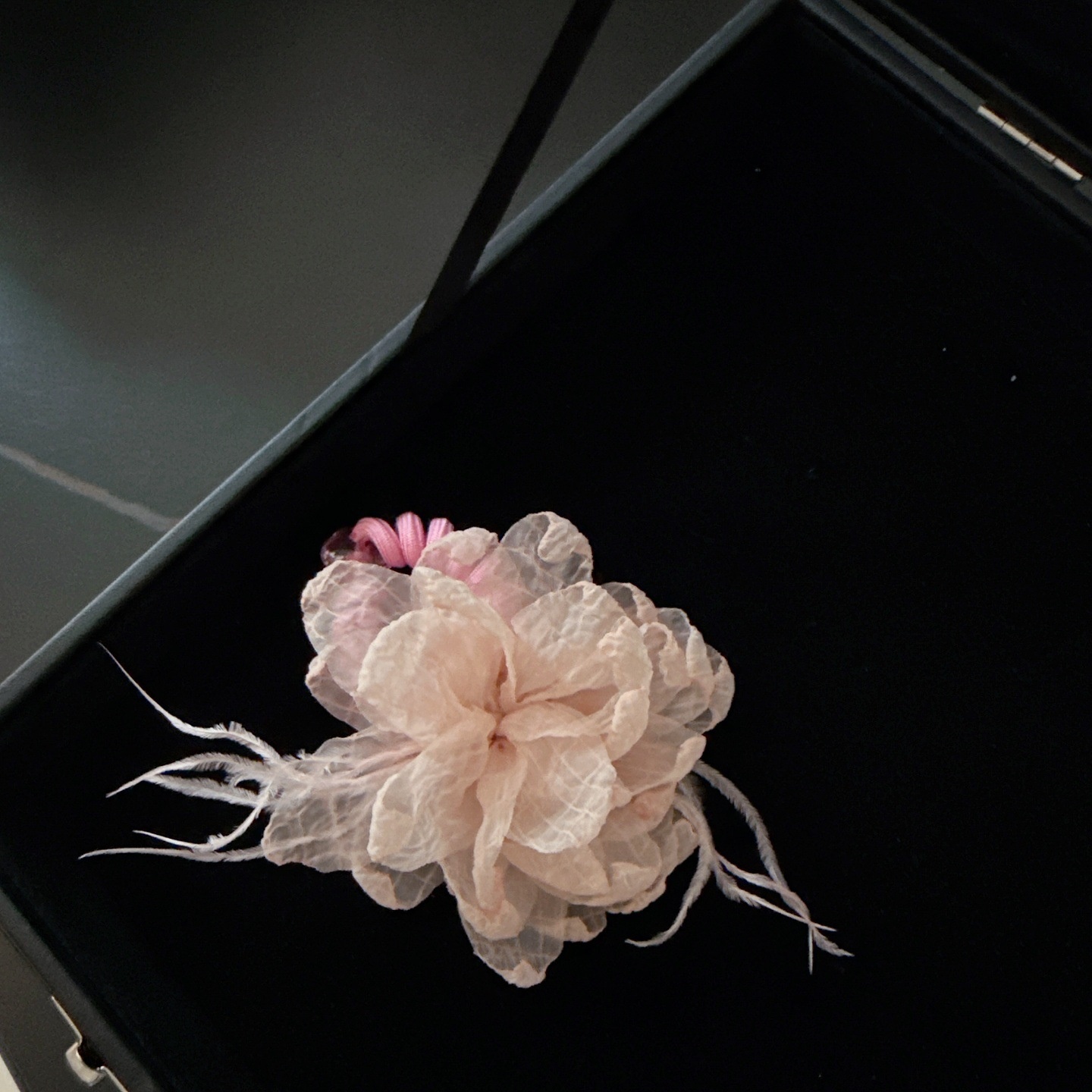 Women's Spring Fairy Tulle Telephone Cord Hair Tie Airy Blue Flowers