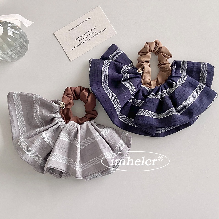 Women's Spring Commute Bubble Braid Cloth Hair Tie Grey Striped